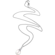 Elli Women's 925 Sterling Silver Xilion Cut Fresh Water Pearl Pendant Necklace - Silver