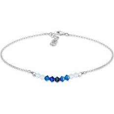 Silber Fußkettchen Elli Fußschmuck Kugel Strand Meer Kristalle 925 Silber Blau 1011438624