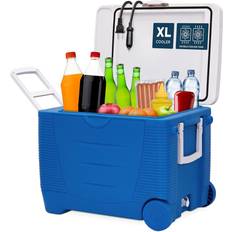 Car fridge 12v Ivation Electric Cooler 45 L Car Plug in Thermoelectric Cooler, 12v Cooler W/Wheels, Blue