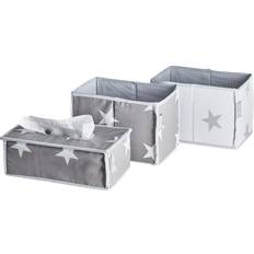 Polyester Geschenksets Roba 3er Set: Feuchttuchorganizer dunkel 2x Windelbox 1x hell, 1x dunkel Little Stars