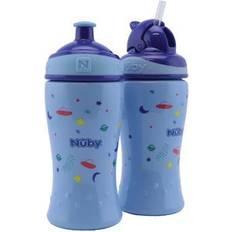 Cura del Bambino Nuby confezione doppia: borraccia flip-it cup 360 ml azzurro 12m borraccia free flow con beccuccio pop-up 360 ml azzurro 18m