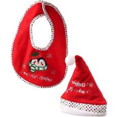 Rot Geschenksets Baby Weihnachts-Geschenkset 1st CHRISTMAS Mütze und Lätzchen mit