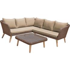 Lounge-Sets Garden Pleasure PRIMA anisbraun Kunststoffgeflecht/Akazie Lounge-Set