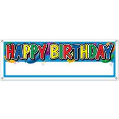 Beistle 50187 Happy Birthday Sign Banner Fahne, plastik, mehrfarbig