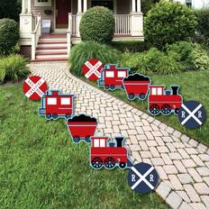 Red Birthday Trains Railroad Party Crossing Train Lawn Decor Birthday Party Yard Decor 10 Pc Red