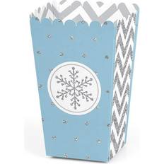 Birthday Trains Winter Wonderland Snowflake Holiday Party & Winter Wedding Popcorn Treat Boxes Set of 12