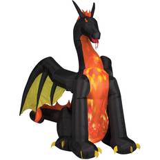 Red Inflatable Decorations Gemmy 9FT Inflatable Airblown Projection Fire Dragon Halloween Prop Black/Green/Orange One-Size