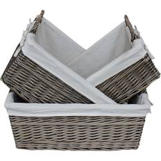 RED HAMPER Shallow Lined Antique Wash Basket