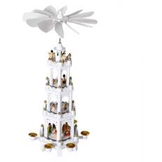 Blanco Decoraciones Pyramid Wooden German Style 4 Tier Rotating Scene Decoration