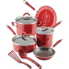 Rachael Ray 10-Piece Nonstick Cucina - Red Cookware Set with lid