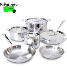 All clad stainless steel cookware set All-Clad D3 Stainless 3-ply Cookware Set with lid