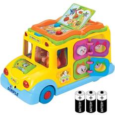 Toys Dimple Educational Interactive School Bus Toy w Tons of Flashing Lights, Sounds, Responsive Gears and Knobs, for Kids Batteries Included