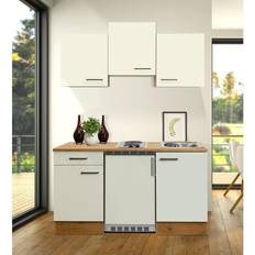Kompaktküchen Flex-Well Exclusiv Singleküche/Miniküche Vintea 150 cm Magnolia-Lancelot Oak
