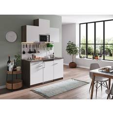 Noir Cuisines linéaires Respekta Cuisine Kitchenette Single Chêne York Blanc Oliver 150 cm