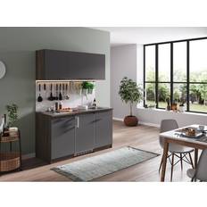 Noir Cuisines linéaires Respekta Cuisine Kitchenette Single Chêne York Gris Oliver 150 cm