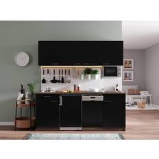 Cucine Componibili Respekta Küchenzeile/Küchenblock KB195EYSMI 195 cm Schwarz-Eiche York Nachbildung