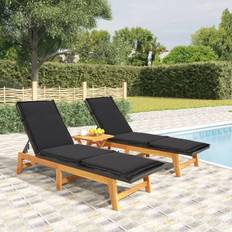 Bois Mobilier de Jardin et d'Extérieur vidaXL Chaises Longues Et Coussins 2 pcs Résine Tressée/Bois D'Acacia