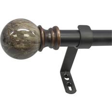 Decopolitan Beme International 1 Core Marble Ball Telescoping Drapery Rod Set 18-36 in Brown