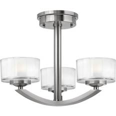 Vidrio Plafones Elstead Lighting Meridian 3-Light Semi-Flush - Brushed Nickel G9 Plafón