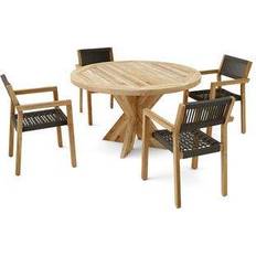 Outdoor Dining Tables Round Reclaimed Teak 4