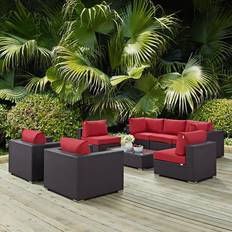 8 seat sectional sofa modway Convene Collection EEI-2203-EXP-RED-SET Sectional Modular Sofa