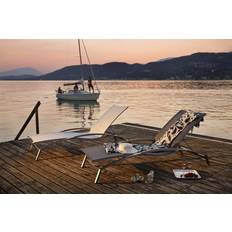 Altalene con Tetto Diamond Garden Venedig Liege Edelstahl/Sunproof Sling-Silber/Weiß Armlehne Teak