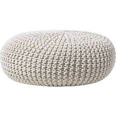 Natural Knitted Cotton Large Footstool