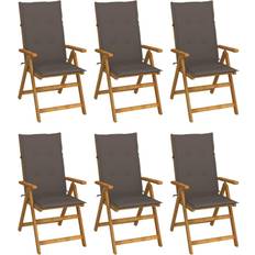 Havemøbler vidaXL Garden Chair Set of 6 Taupe Solid Acacia Wood Standard Garden Dining Chair