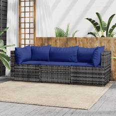 vidaXL Divani Giardino 3 pz Con Cuscini In Polyrattan Grigio Set da Lounge da Esterno