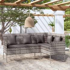 Divani da Esterno vidaXL A Forma Di L Con Cuscini In Polyrattan Grigio Divano da Esterno