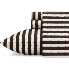 Betsey Johnson Twin Sheets Soft Lightweight Bedding Fade Wrinkle Resistant Wonderland Stripe Bed Sheet White, Black