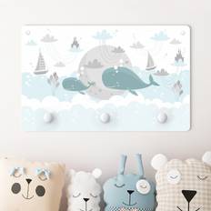 Ganci e Appendiabiti Porte-manteau Enfant Nuages Avec Baleine Et Château