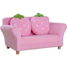 Homcom Erdbeersofa rosa, grün 90 LxBxH Kindersessel Softsofa Kinderzimmer Sofa