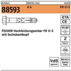 Fischer Baubeschläge + Holzverbinder, Hochleistungsanker R 88593 FH II 15/ 10 S A 4