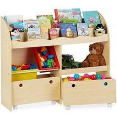 Beige Bibliothèques Relaxdays Etagère Enfants Rangement De Jouets 88 x 108 x 29 cm Brun