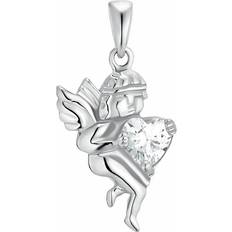 Amor Damen Charms & Anhänger Amor Motivanhänger für Damen, 925 Sterling Silber, Zirkonia synth. Engel Silber