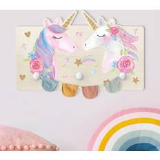 Gold Storage Kindergarderobe Holz Aquarell Einhorn Gold Glitzer