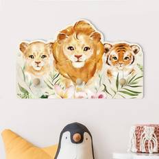 Ganci e Appendiabiti Porte-manteau Enfant Aquarelle Grands Chats Tigre Lion