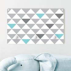 Turquoise Stockages Porte-manteau Enfant Triangles Gris Blanc Turquoise