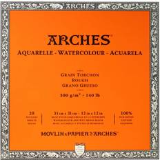 Arches 1711609 Aquarell Block, 20 Blatt Aquarellpapier in Naturweiß, 300g/m² hohe Farbechtheit, Alterungsbeständigkeit, Grobkorn, 31 x 31cm