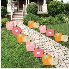 Birthday Trains Big Dot of Happiness Girl Little Pumpkin Lawn Decorations Outdoor Fall Birthday Party or Baby Shower Yard Decorations 10 Piece