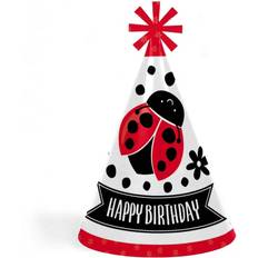 Red Birthday Trains Happy Little Ladybug Cone Happy Birthday Party Hats Set of 8 Standard Size Red