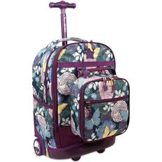 J World Duo 18" Rolling Backpack and Lunch Bag Secret Garden