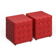 Red Seating Stools Baxton Studio Set of 2 Siskal Modern Cube Seating Stool