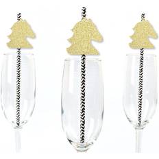 Gold Glitter Horse Party Straws No-Mess Real Gold Glitter Cut-Outs and Decorative Kentucky Horse Derby and Horse Race