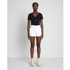 7 For All Mankind Cotton Blend Mid Rise Rolled Cuff Shorts - Broken Twill