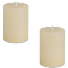 Beige LED Candles Melrose Simplux Designer Of 2 W/Remote 3.5" 5"H Wax/Plastic LED Candle