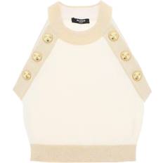 Balmain Knitted Crop Top - White