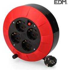 Red Power Strips Edm Cable Reel 4 Plugs 5 M Rot