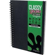 Artgecko A4 Twin Wirebound Hardback Sketchbook 8.27"X11.69"-40 Sheets, Black Cover